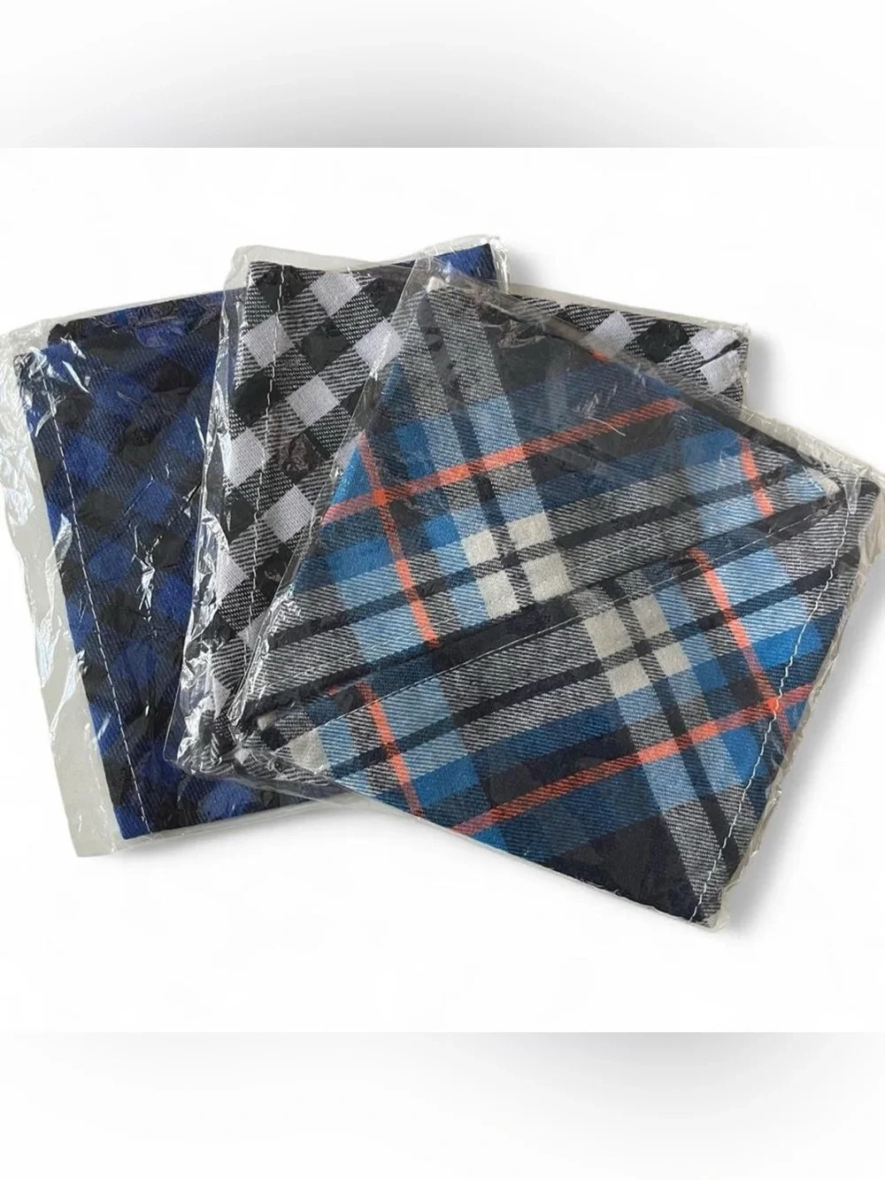 Plaid Cotton Pocket Square - Blue and Black